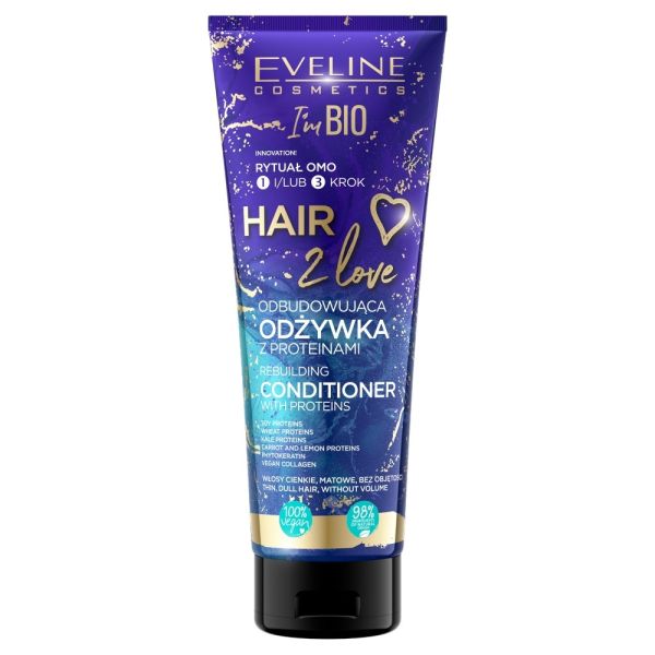 Eveline cosmetics hair 2 love odbudowująca odżywka z proteinami 250ml