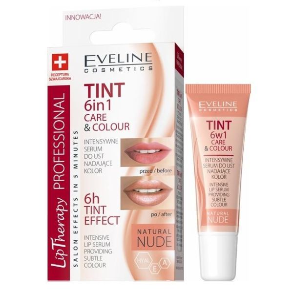 Eveline cosmetics lip therapy professional 6w1 care & colour intensywne serum do ust nadające kolor nude 12ml