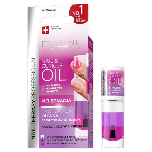 Eveline cosmetics nail therapy professional nawilżająca oliwka do suchych skórek i paznokci 8ml