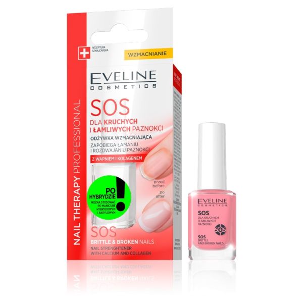 Eveline cosmetics nail therapy professional sos odżywka wzmacniająca dla kruchych i łamliwych paznokci 12ml