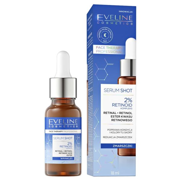 Eveline cosmetics serum shot kuracja redukująca zmarszczki z 2% kompleksem retinoidów 18ml