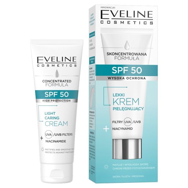 Eveline cosmetics skoncentrowana formuła lekki krem pielęgnujący z spf50 30ml