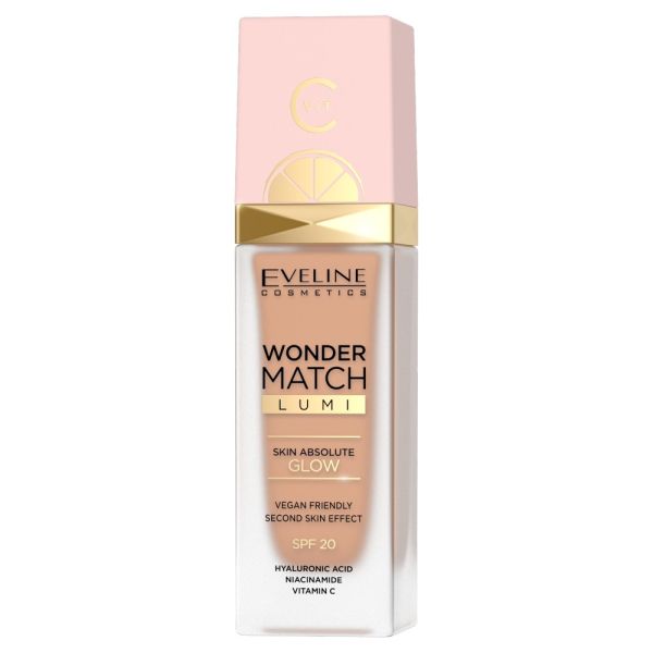 Eveline cosmetics wonder match lumi luksusowy podkład rozświetlający do twarzy 25 sand beige 30ml