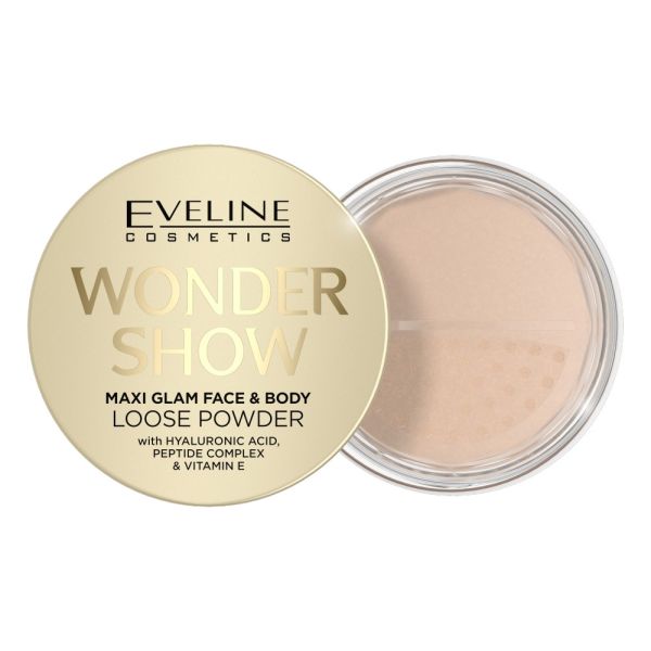 Eveline cosmetics wonder show rozświetlający puder sypki do twarzy i ciała 6g