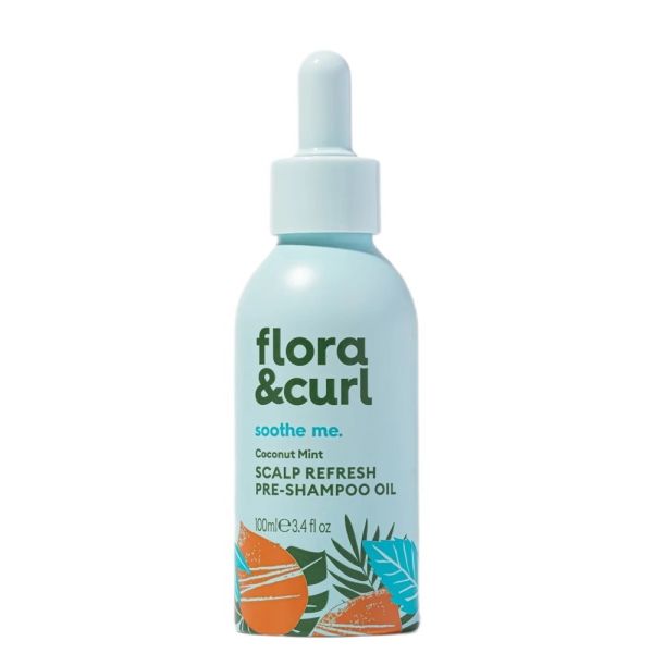 Flora & curl coconut mint scalp refresh pre-shampoo oil odświeżający olejek do włosów kręconych 100ml