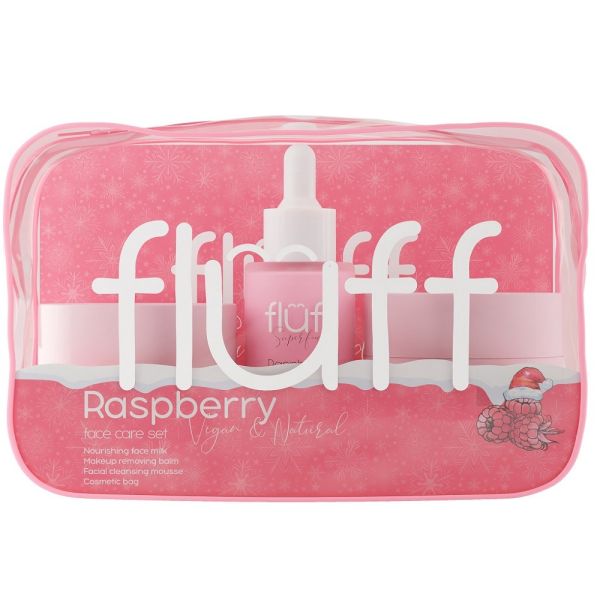 Fluff raspberry zestaw mleko do twarzy 40ml + balsam do demakijażu 50ml + mus do mycia twarzy 50ml