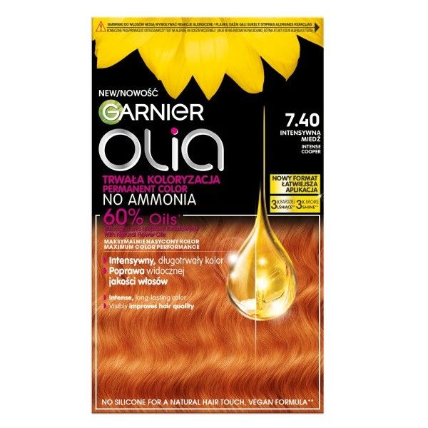 Garnier olia farba do włosów 7.40 intensywna miedź