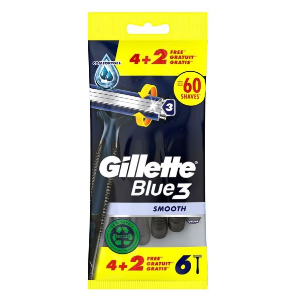 Gillette blue 3 smooth jednorazowe maszynki do golenia dla mężczyzn 6szt