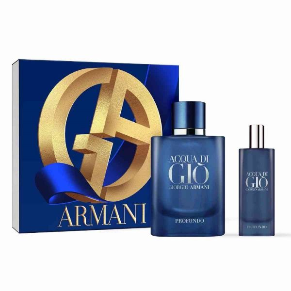 Giorgio armani acqua di gio profondo zestaw woda perfumowana spray 75ml + woda perfumowana spray 15ml