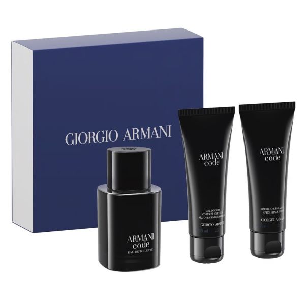 Giorgio armani armani code pour homme zestaw woda toaletowa spray 50ml + żel pod prysznic 75ml + balsam po goleniu 75ml