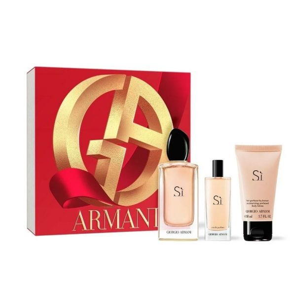 Giorgio armani si zestaw woda perfumowana spray 100ml + woda perfumowana spray 15ml + balsam do ciała 50ml