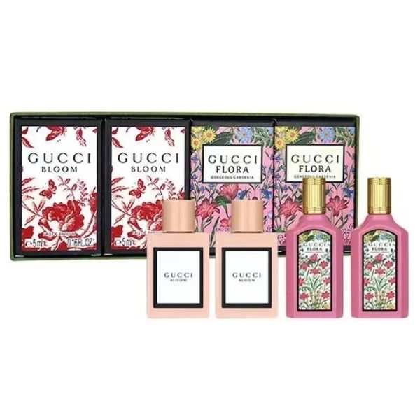 Gucci garden collection zestaw bloom woda perfumowana 2x5ml + flora gorgeous gardenia woda perfumowana 2x5ml