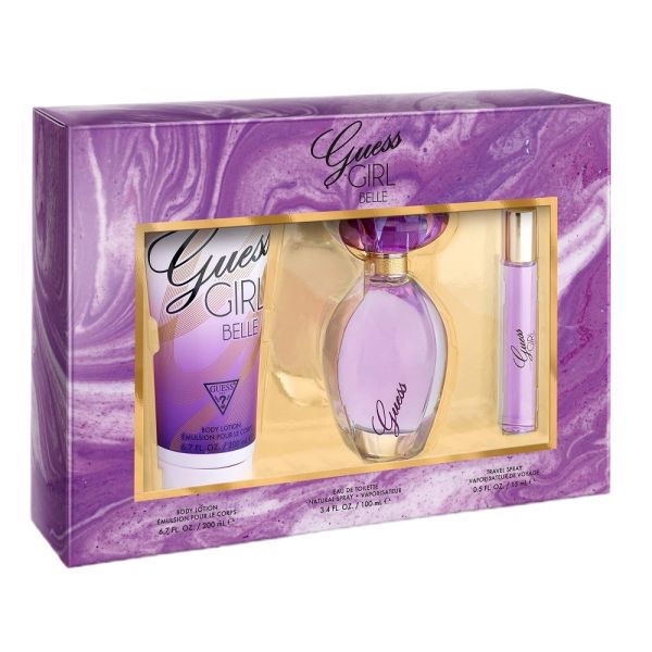 Guess girl belle zestaw woda toaletowa spray 100ml + woda toaletowa spray 15ml + balsam do ciała 200ml