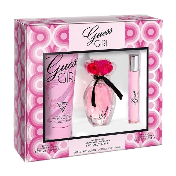 Guess girl zestaw woda toaletowa spray 100ml + woda toaletowa spray 15ml + balsam do ciała 200ml