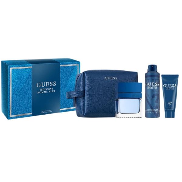 Guess seductive homme blue zestaw woda toaletowa spray 100ml + dezodorant spray 226ml + żel pod prysznic 100ml + kosmetyczka