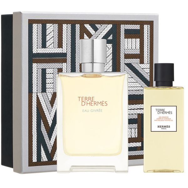 Hermes terre d'hermes eau givree zestaw woda perfumowana spray 100ml + żel pod prysznic 80ml