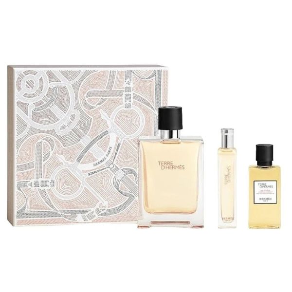 Hermes terre d'hermes zestaw woda toaletowa spray 100ml + woda toaletowa spray 15ml + żel pod prysznic 40ml