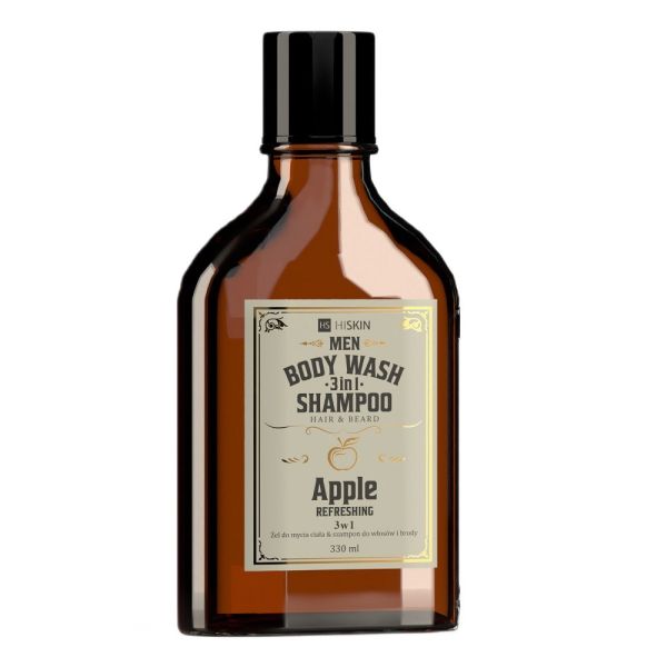 Hiskin men whisky żel do mycia ciała i szampon do włosów i brody 3w1 apple 330ml