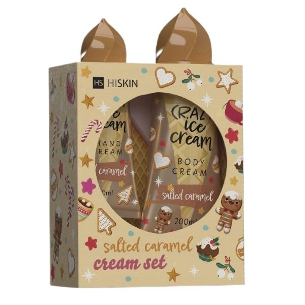 Hiskin salted caramel cream zestaw krem do rąk 60ml + krem do ciała 200ml