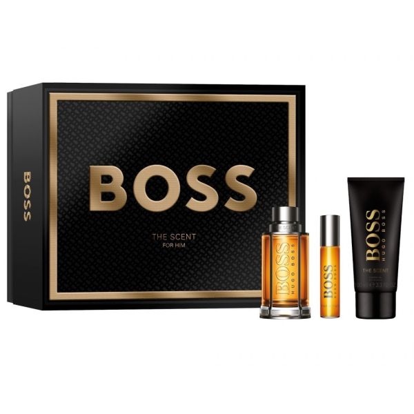 Hugo boss boss the scent for man zestaw woda toaletowa spray 100ml + woda toaletowa spray 10ml + żel pod prysznic 100ml