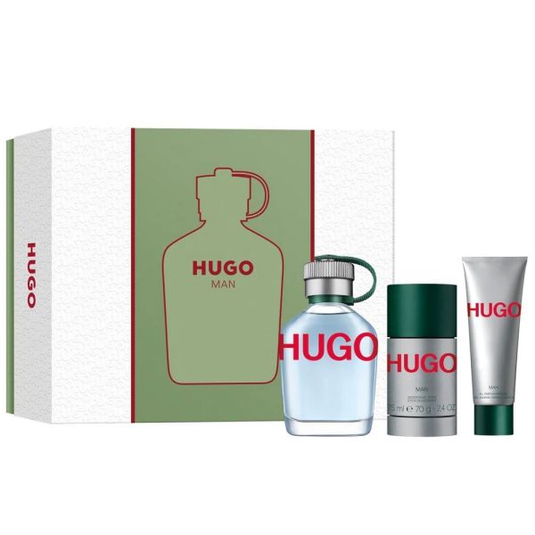 Hugo boss hugo man zestaw woda toaletowa spray 125ml + dezodorant sztyft 75ml + żel pod prysznic 50ml