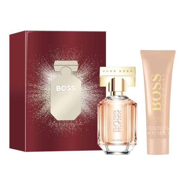 Hugo boss the scent for her zestaw woda perfumowana spray 30ml + balsam do ciała 50ml