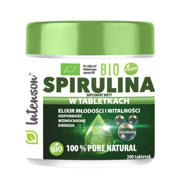 Intenson bio spirulina 100% suplement diety 200 tabletek