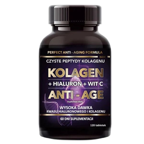 Intenson kolagen + hialuron + witamina c anti-age suplement diety 120 tabletek