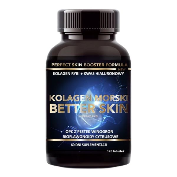 Intenson kolagen morski better skin + witamina c + kwas hialuronowy suplement diety 120 tabletek