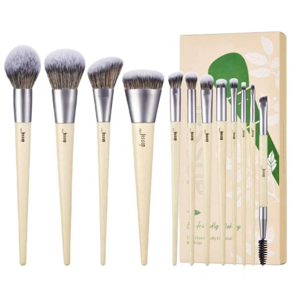 Jessup eco-friendly makeup brush zestaw ekologicznych pędzli do makijażu t327 12szt.