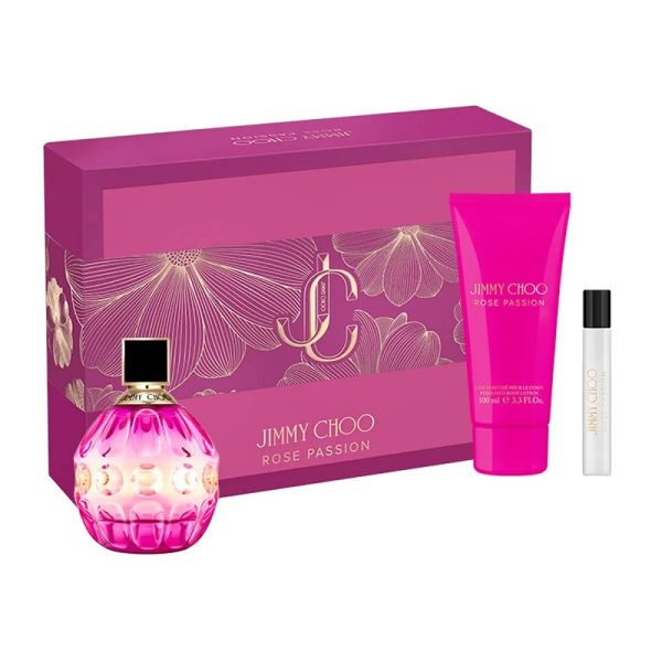 Jimmy choo rose passion zestaw woda perfumowana spray 100ml + miniatura wody perfumowanej 7.5ml + balsam do ciała 100ml