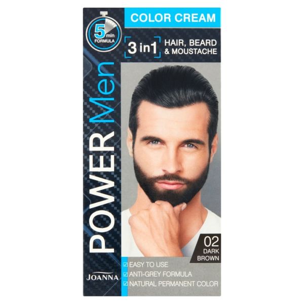 Joanna power men color cream farba odsiwiająca 02 dark brown