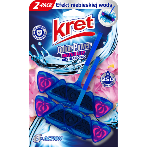 Kret color power zawieszka do wc barwiąca wodę whater lily 2x40g