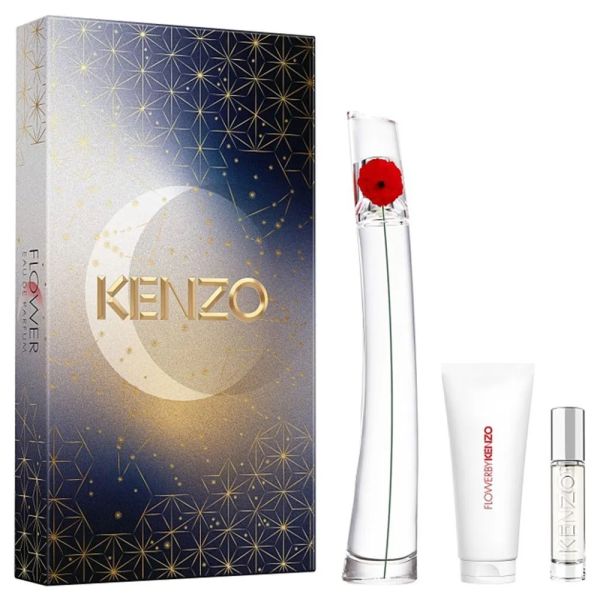 Kenzo flower by kenzo zestaw woda perfumowana spray 100ml + balsam do ciała 75ml + woda perfumowana spray 10ml