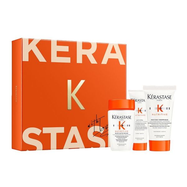 Kerastase nutritive zestaw odżywczy szampon do włosów 80ml + odżywcze mleczko do włosów 75ml + nektar termiczny do włosów 50ml