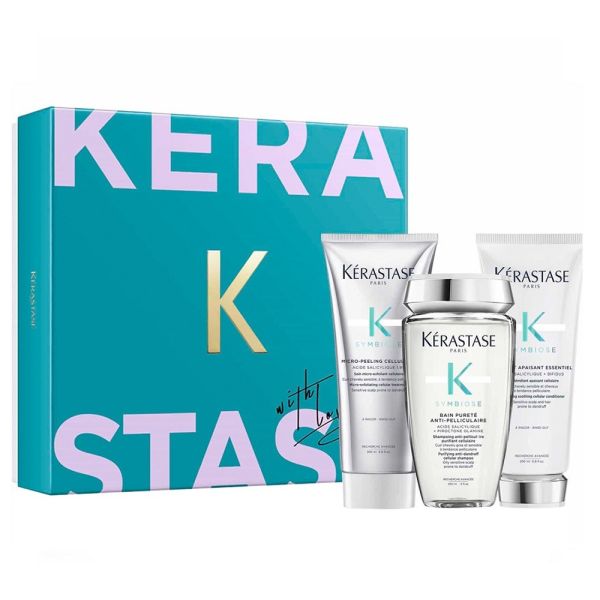 Kerastase symbiose zestaw oczyszczający szampon do włosów 250ml + kojąca odżywka do włosów 200ml + mikro-złuszczający peeling do skóry głowy 200ml