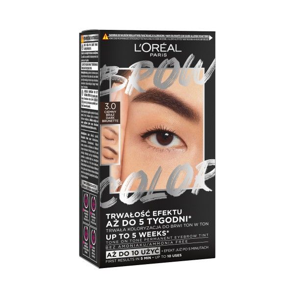 L'oreal paris brow color zestaw do koloryzacji brwi 3.0 dark brunette