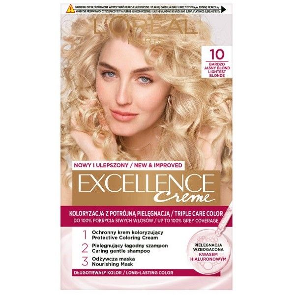 L'oreal paris excellence creme farba do włosów 10 bardzo jasny blond