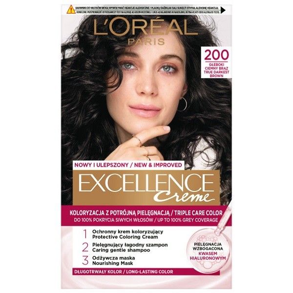 L'oreal paris excellence creme farba do włosów 200 głęboki ciemny brąz