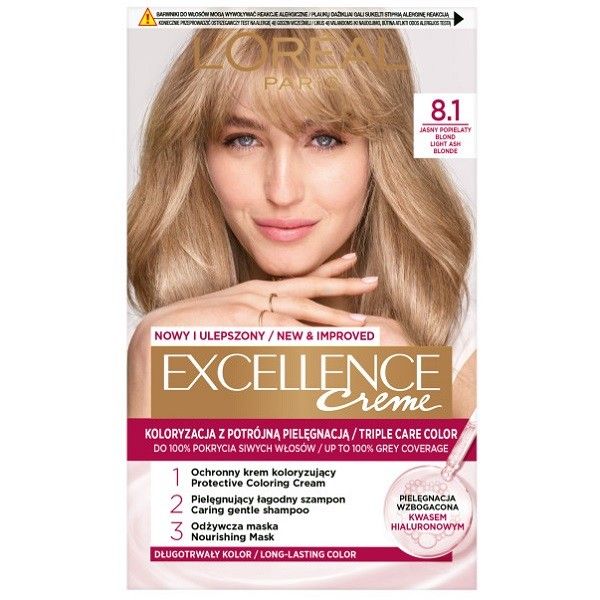 L'oreal paris excellence creme farba do włosów 8.1 jasny popielaty blond