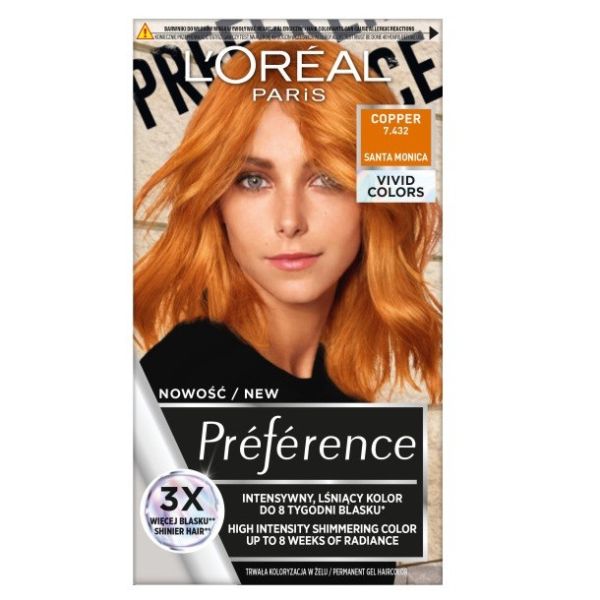 L'oreal paris preference vivid colors trwała farba do włosów 7.432 cooper