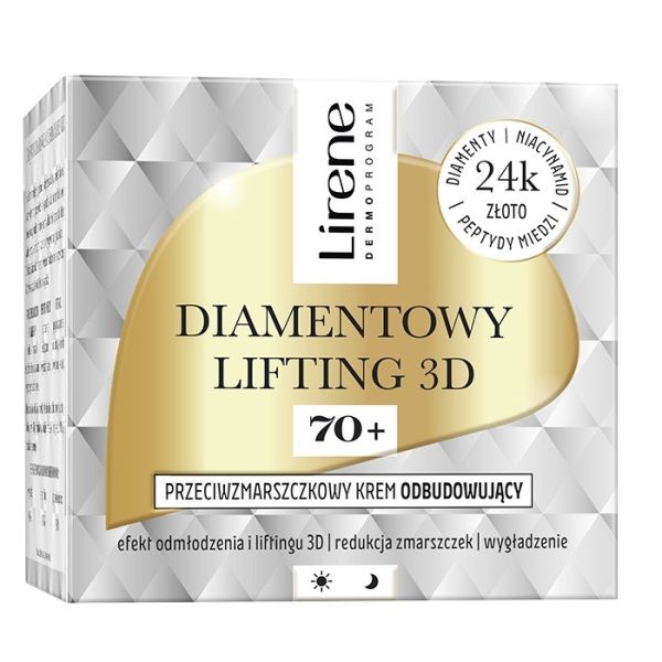 Lirene diamentowy lifting 3d przeciwzmarszczkowy krem odbudowujący 70+ 50ml