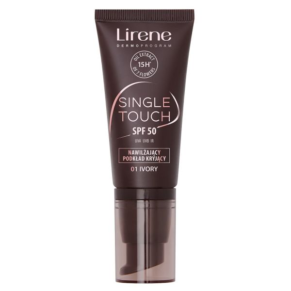 Lirene single touch spf50 nawilżający podkład kryjący 01 ivory 30ml