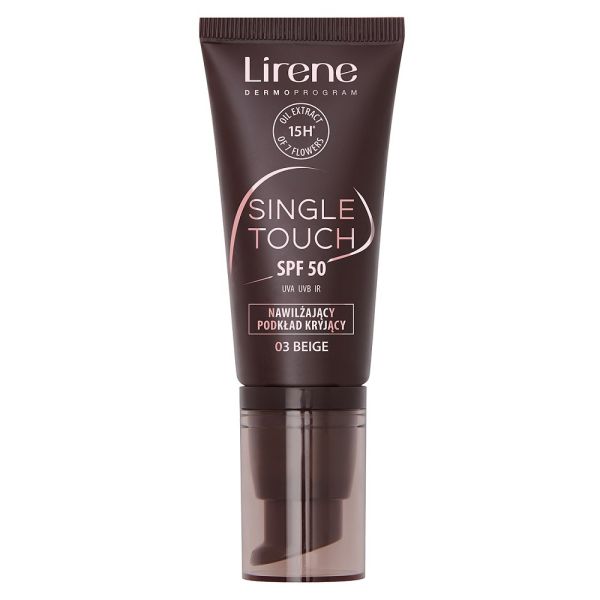 Lirene single touch spf50 nawilżający podkład kryjący 03 beige 30ml