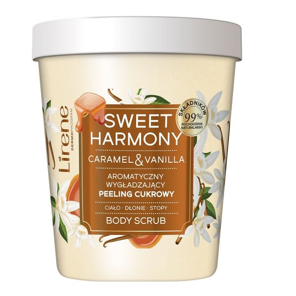 Lirene sweet harmony aromatyczny wygładzający peeling cukrowy caramel & vanilla 200g