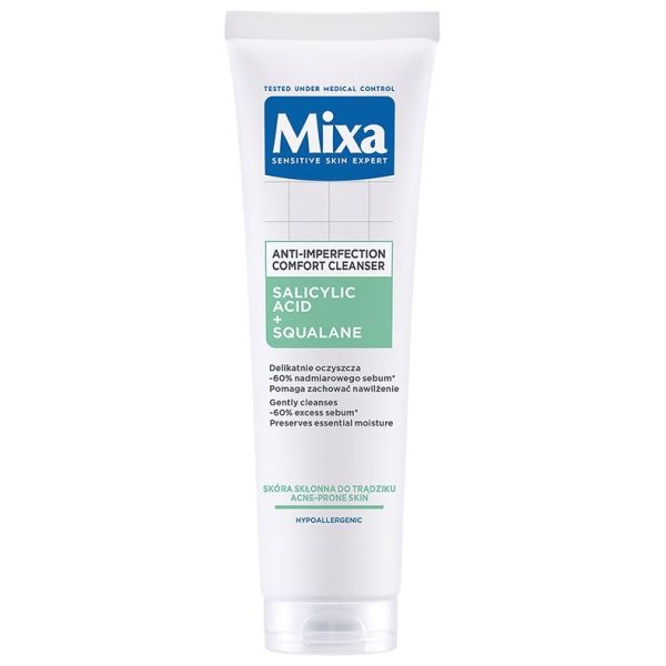 Mixa comfort cleanser żel oczyszczający do twarzy przeciw niedoskonałościom kwas salicylowy + skwalan 150ml