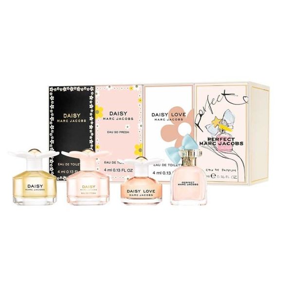 Marc jacobs miniature zestaw daisy woda toaletowa 4ml + daisy eau so fresh woda toaletowa 4ml + daisy love woda toaletowa 4ml + perfect woda perfumowa