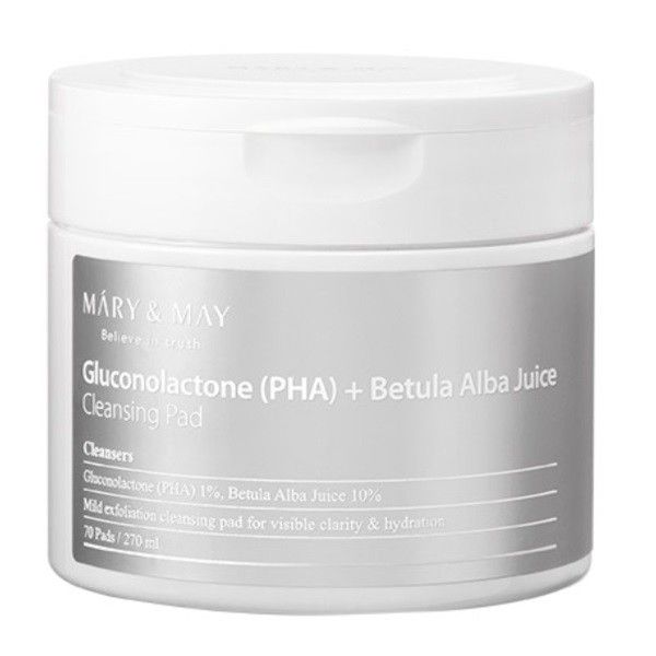 Mary&may gluconolactone (pha) + betula alba juice cleansing pad oczyszczające płatki do twarzy 70szt.