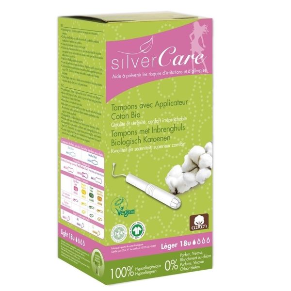 Masmi silver care tampony z aplikatorem z bawełny organicznej light 18szt