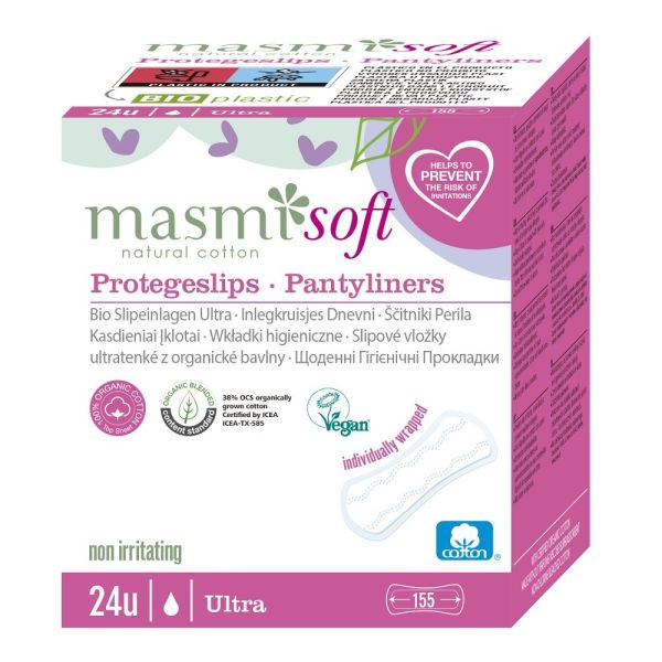 Masmi soft ultracienkie wkładki higieniczne z bawełny organicznej 24szt.